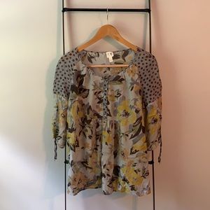 Anthropologie Floral Pullover Tunic
